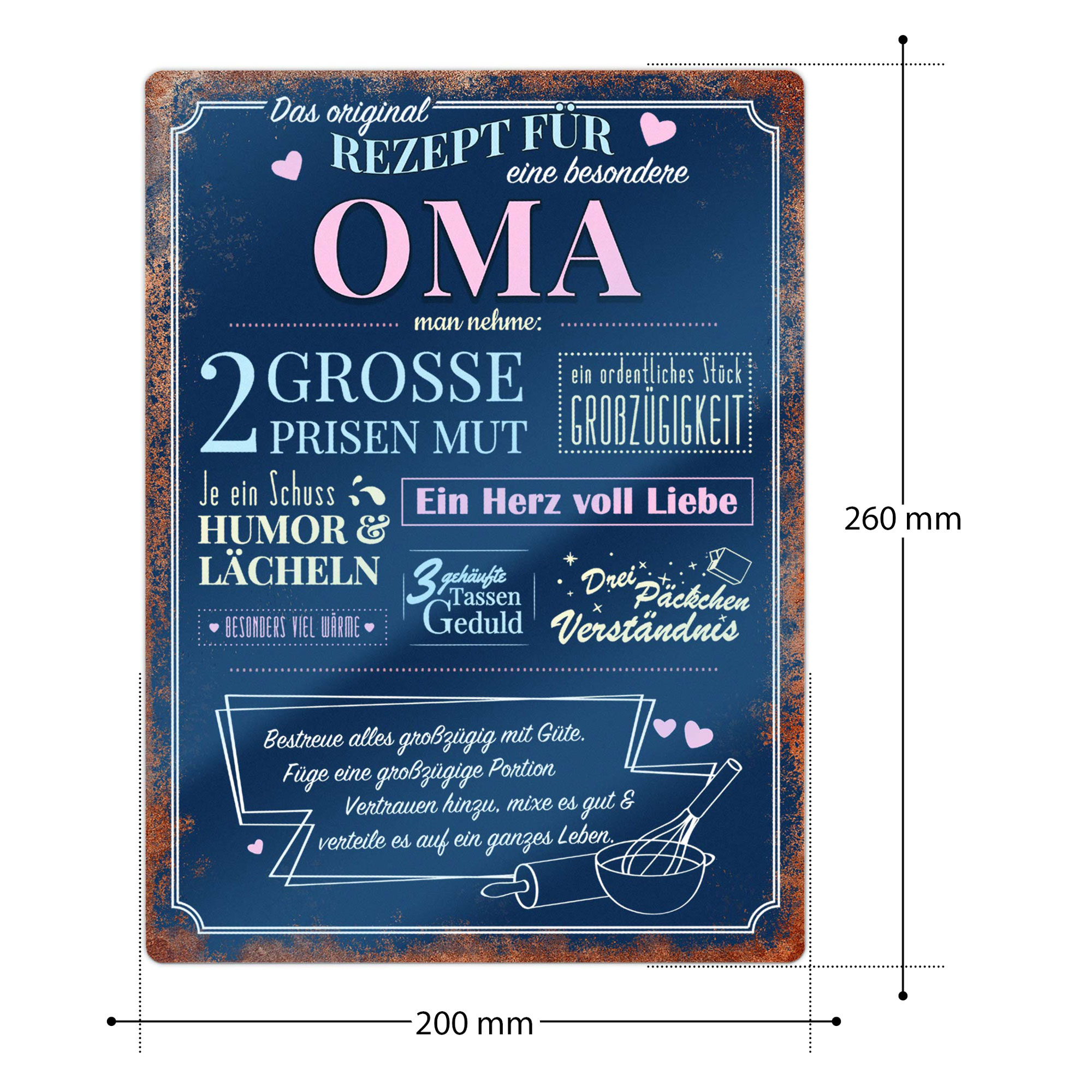 Wandschild mit Aufdruck - Rezept für die beste Oma