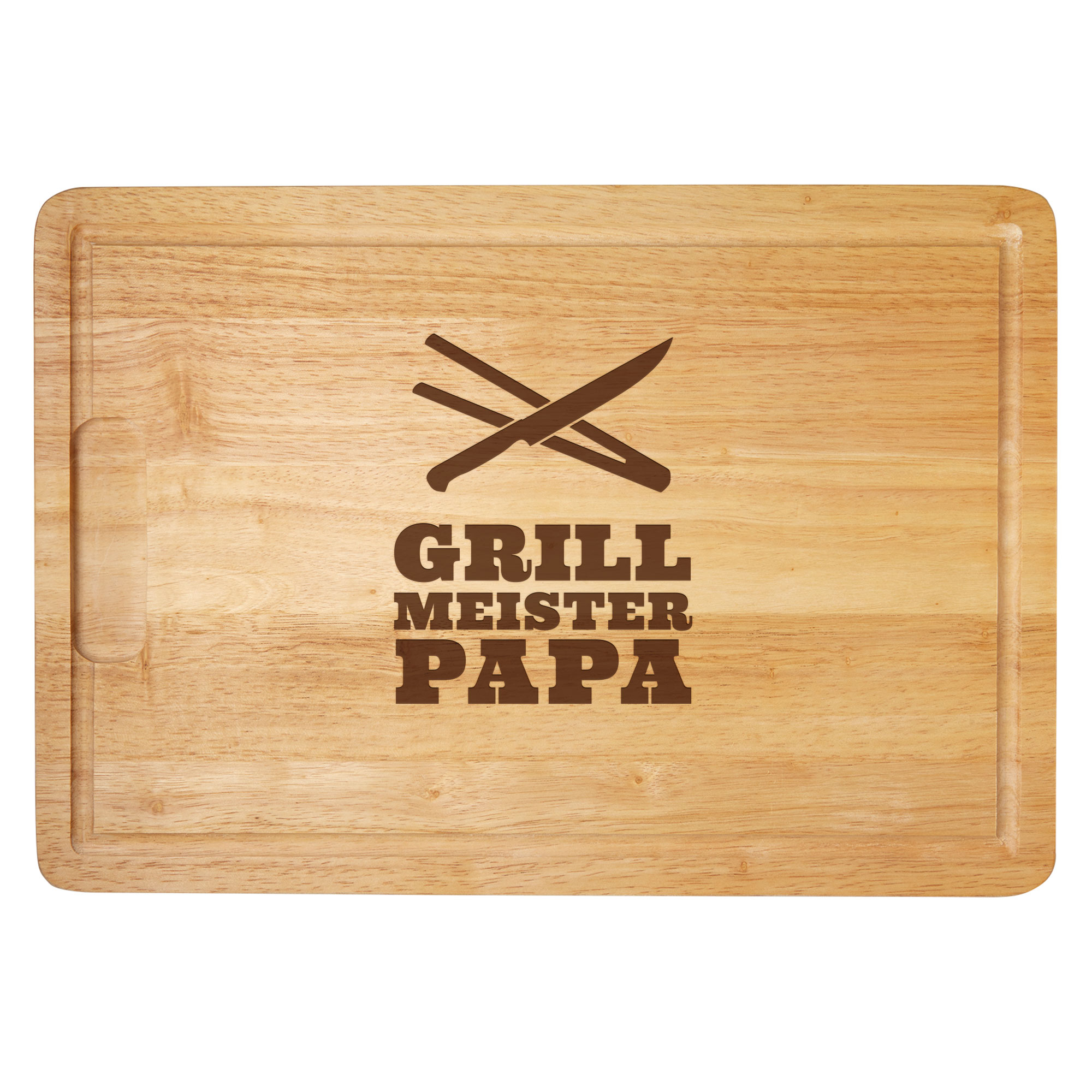 Holzschneidebrett mit Saftrille, Grillbrett als Vatertagsgeschenk, Steakbrett mit Gravur für Papa, Küchenbrett aus Holz, Servierbrett zum Grillen