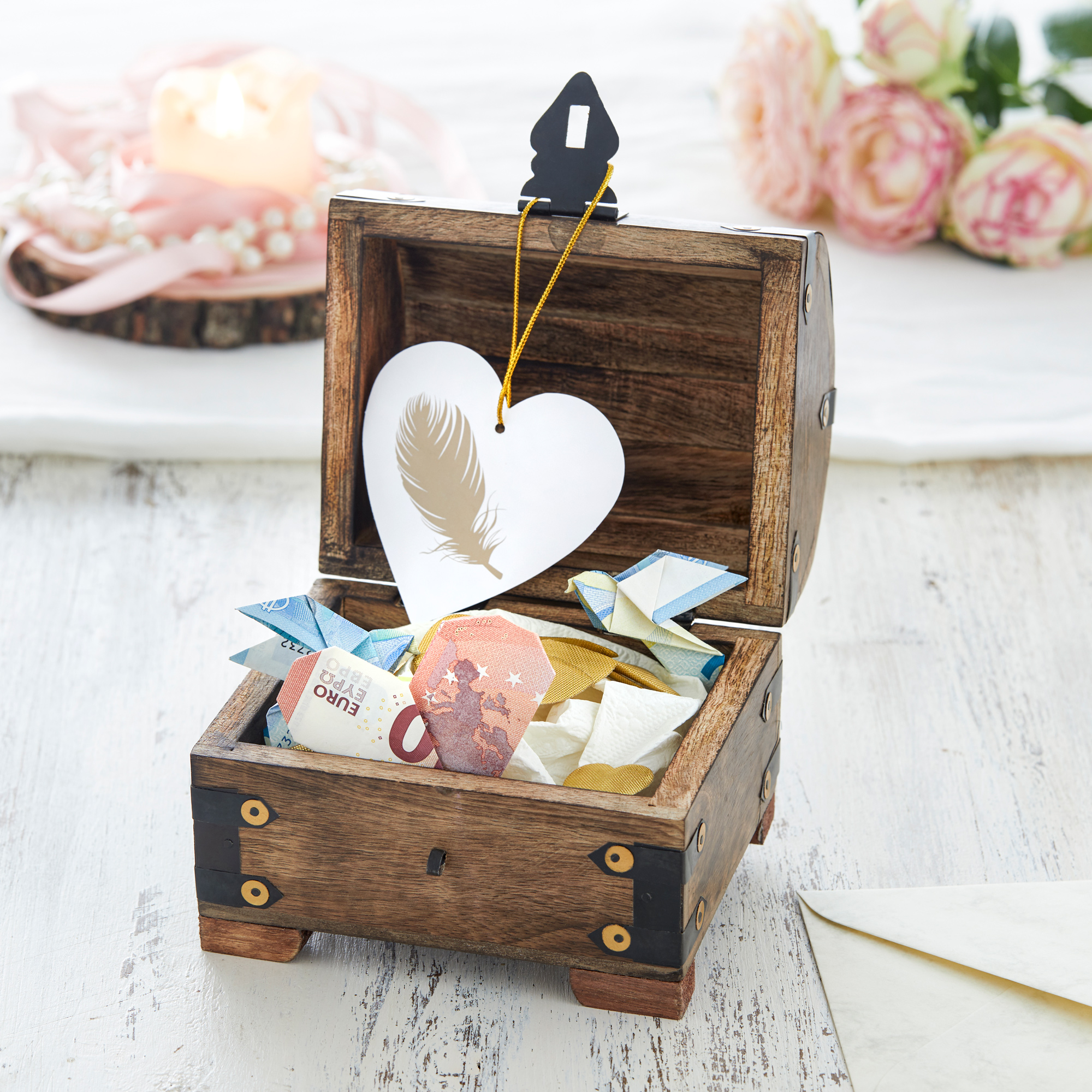 Schatztruhe mit Gravur zur Hochzeit - Unser Hochzeitsschatz - Dunkel