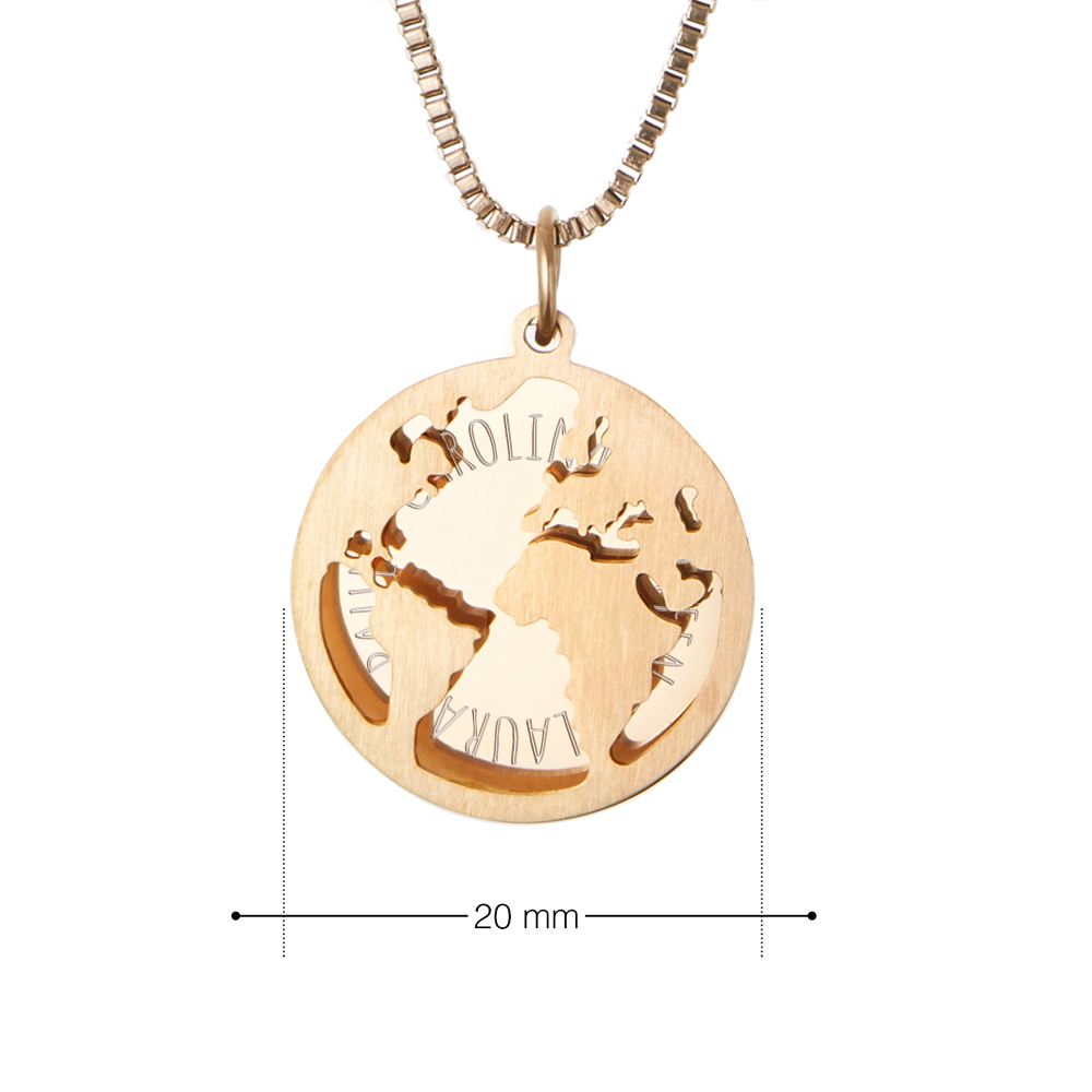 Kette mit Anhänger Welt - Namen - Gold