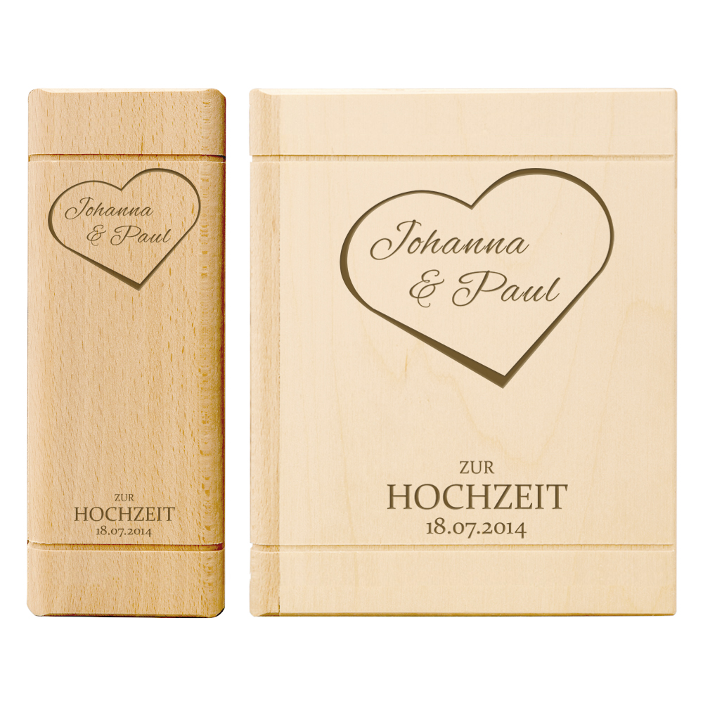 Sparbuch mit Gravur zur Hochzeit - Namen im Herzen