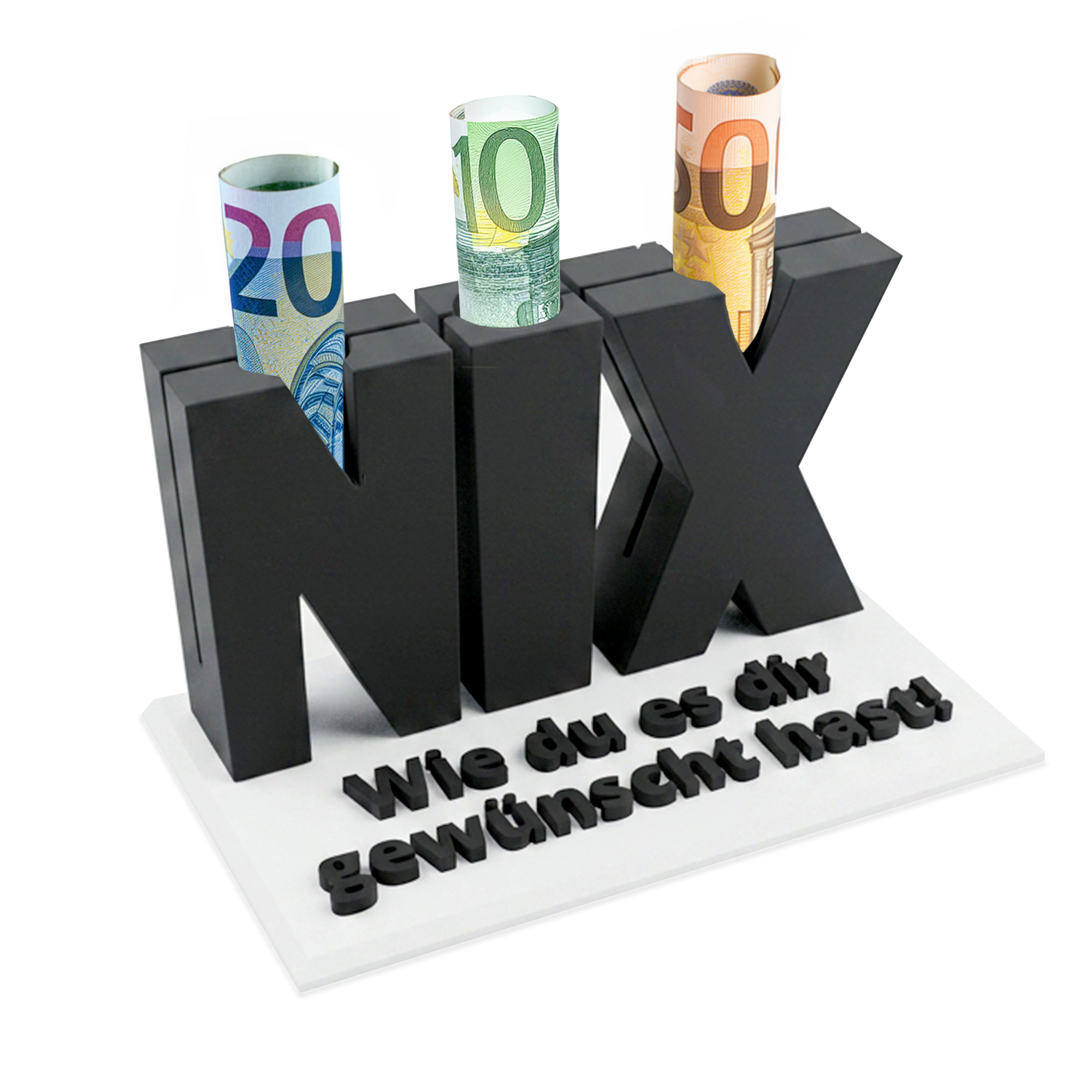 Nix Geschenk - Geschenkverpackung für Geld & Gutscheine in Schwarz