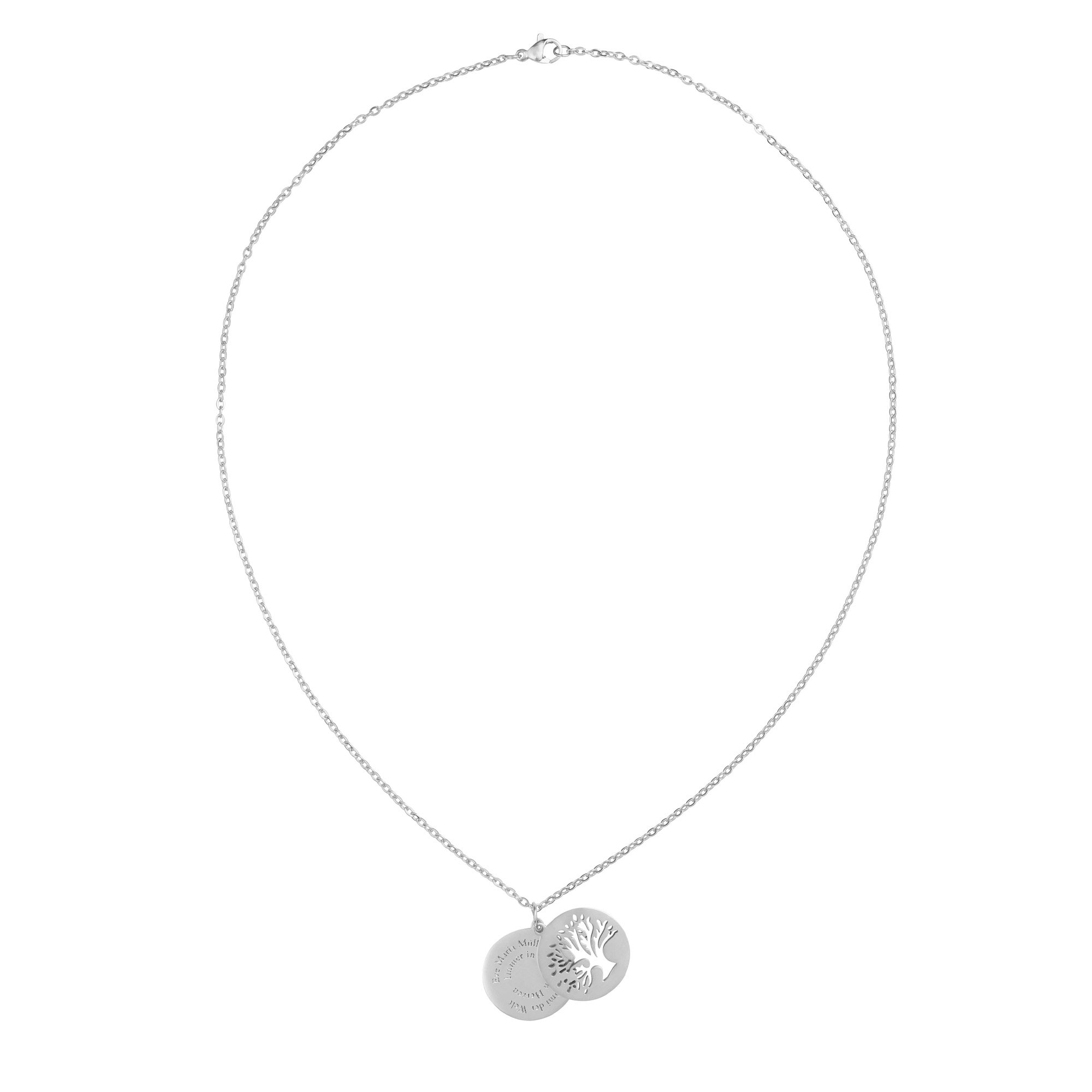 Kette Silber mit Gravur und 2 Anhängern - Lebensbaum