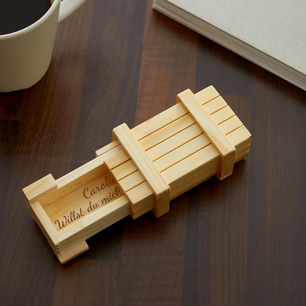 Magische Geschenkbox mit Gravur - Heiratsantrag - helles Holz