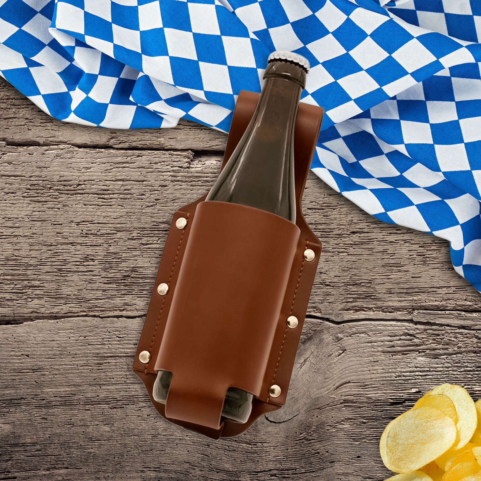Kultiger Bierholster aus echtem Leder
