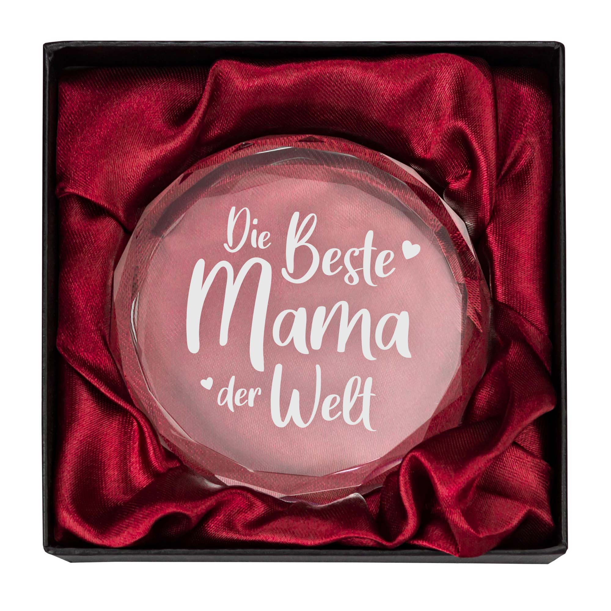 Glasdiamant Briefbeschwerer als Geschenk für Oma, Glasherz Dekoration mit Gravur, Glas Kristall mit graviertem Schriftzug, Herz Diamant Glasdeko