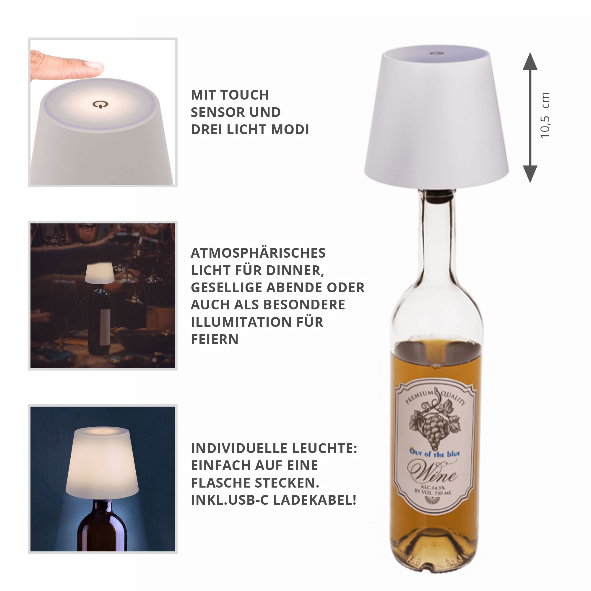 Flaschenaufsatz - LED Flaschenlampe