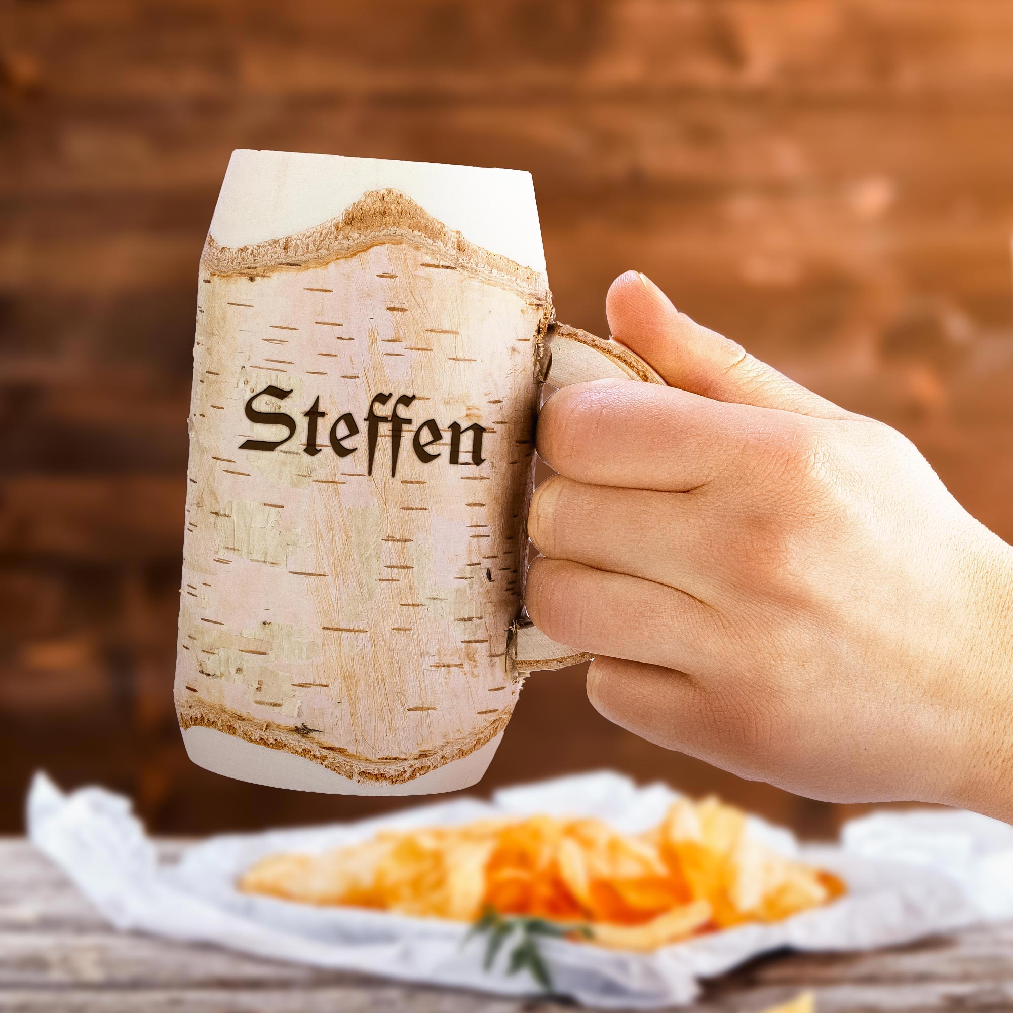Holz Bierkrug mit Name