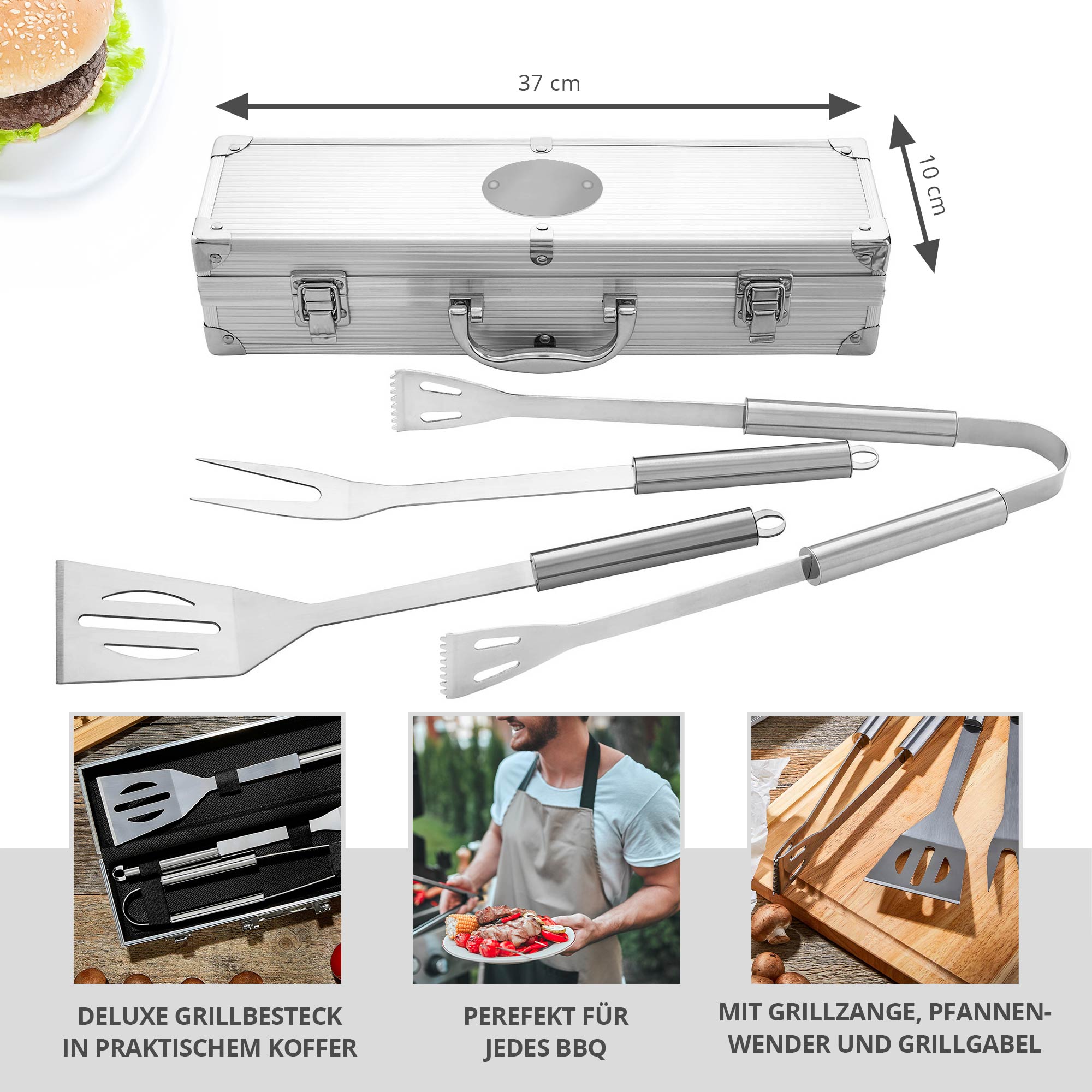 Grillbesteck im Grillkoffer - Geschenkidee Männer