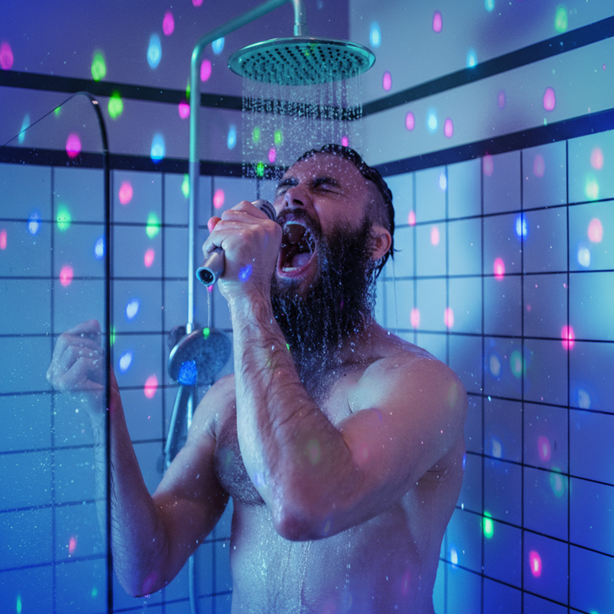 Partylicht musikgesteuert - originelles Duschlicht