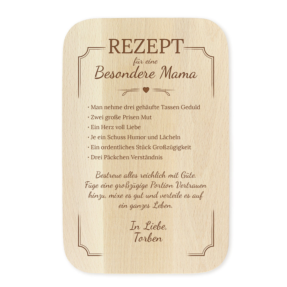 Frühstücksbrett - Rezept Mama - Personalisiert