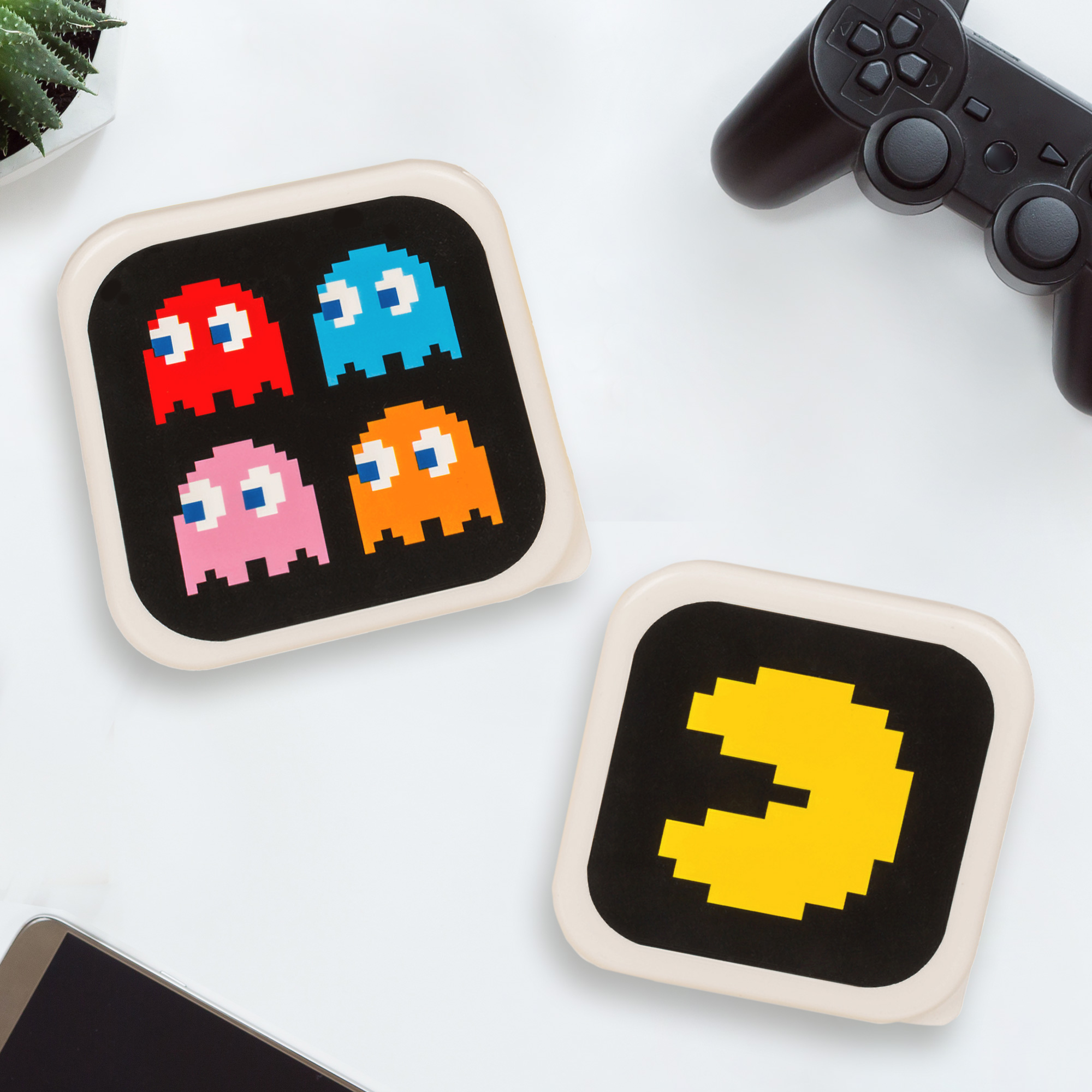 Pac Man Frühstücksdose, Brotbox mit Deckel, Brot Box Set, Brotdose für Kinder zur Einschulung, Butterbrotdose als Geschenk zum Schulanfang