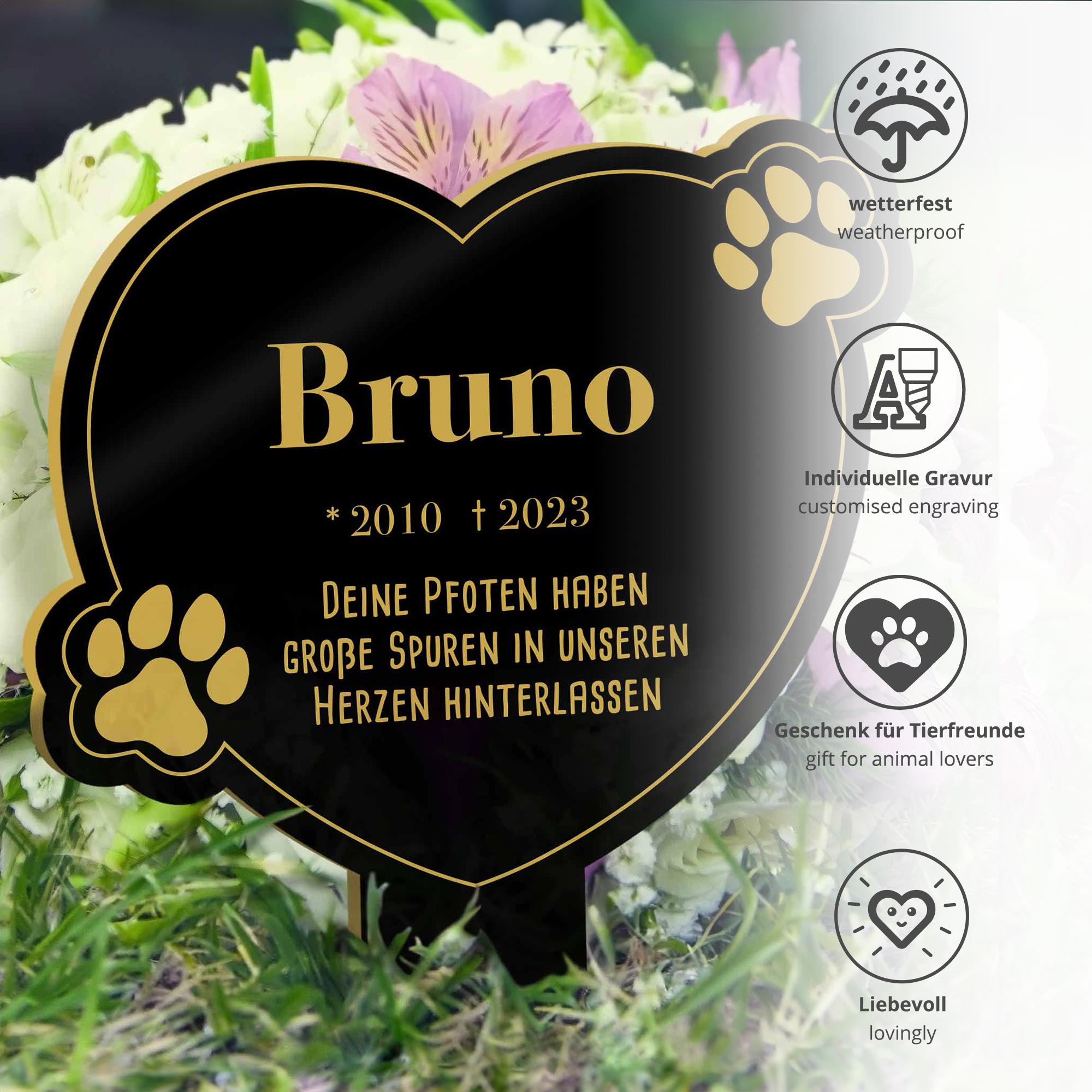 Gedenktafel für Hund - Schwarz