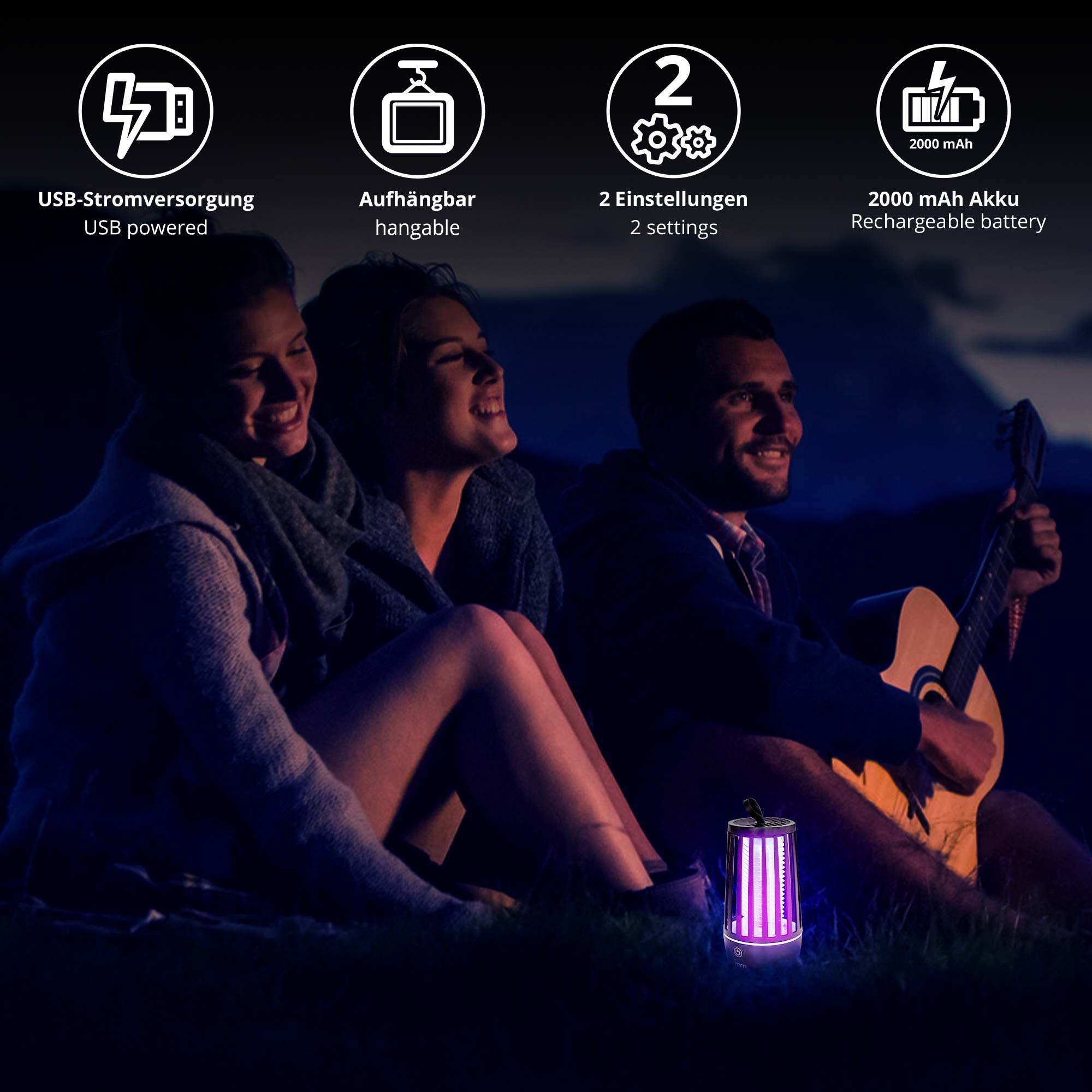 2in1 Camping Lampe - kompakte Mückenfalle