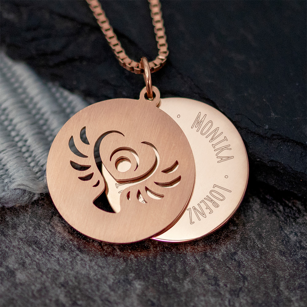 Kette mit Schutzengel Anhänger- Family - Roségold