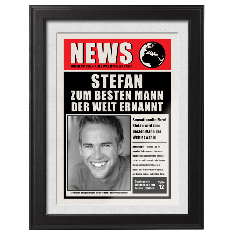 Bild mit Rahmen - Newsflash - Bester Mann der Welt