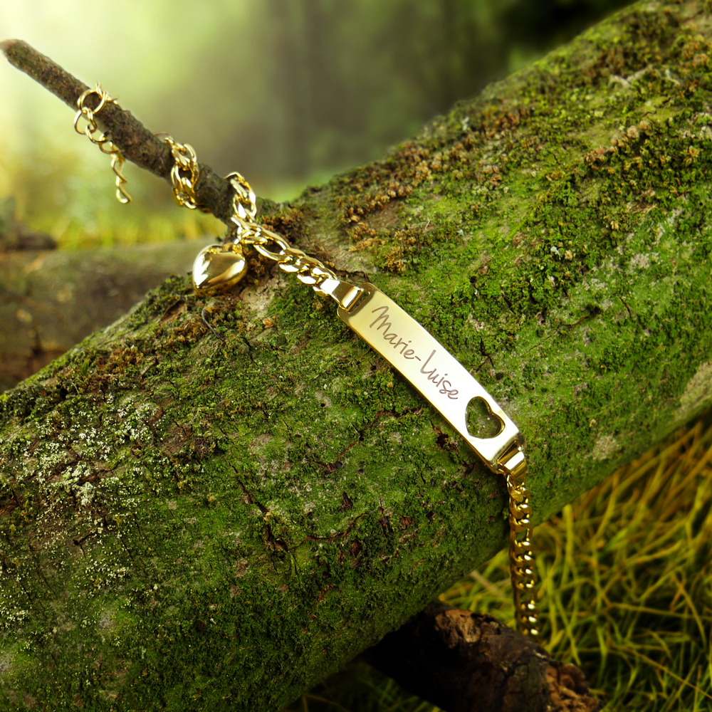 Armband mit Gravur - Name - Herz - Gold