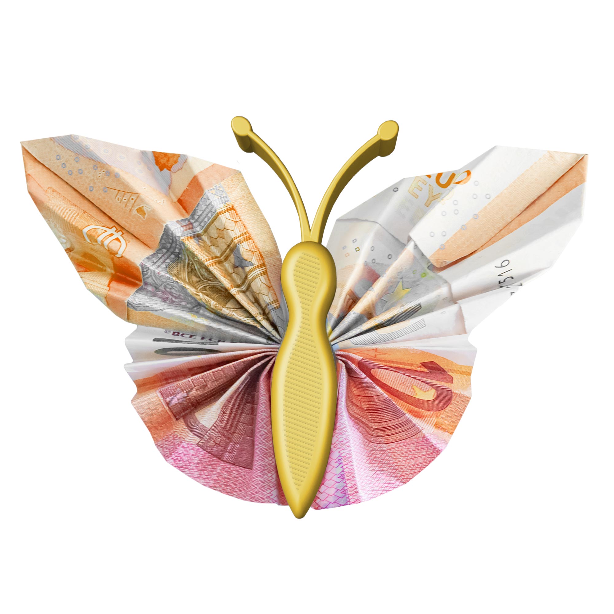 Geldgeschenk Schmetterling - 3er Set Geschenkverpackung für Geld in Gold