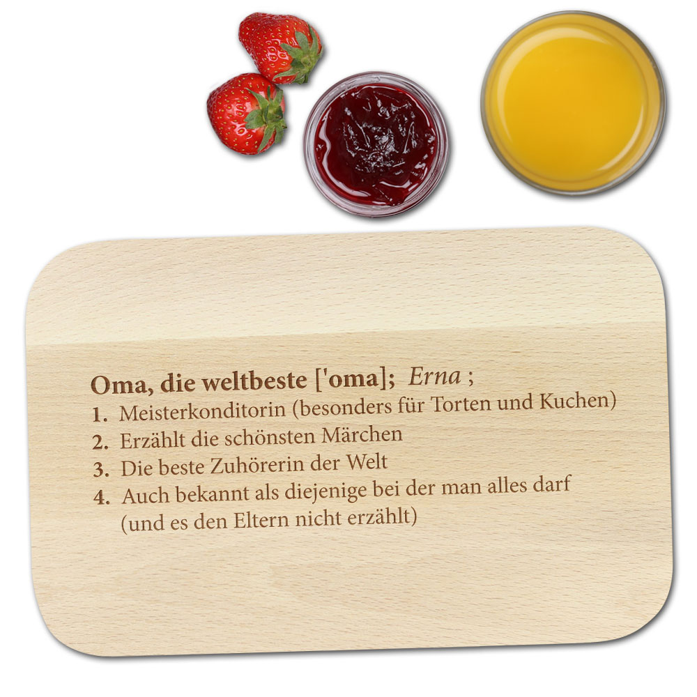 Frühstücksbrett mit Gravur - Definition Oma - personalisiert