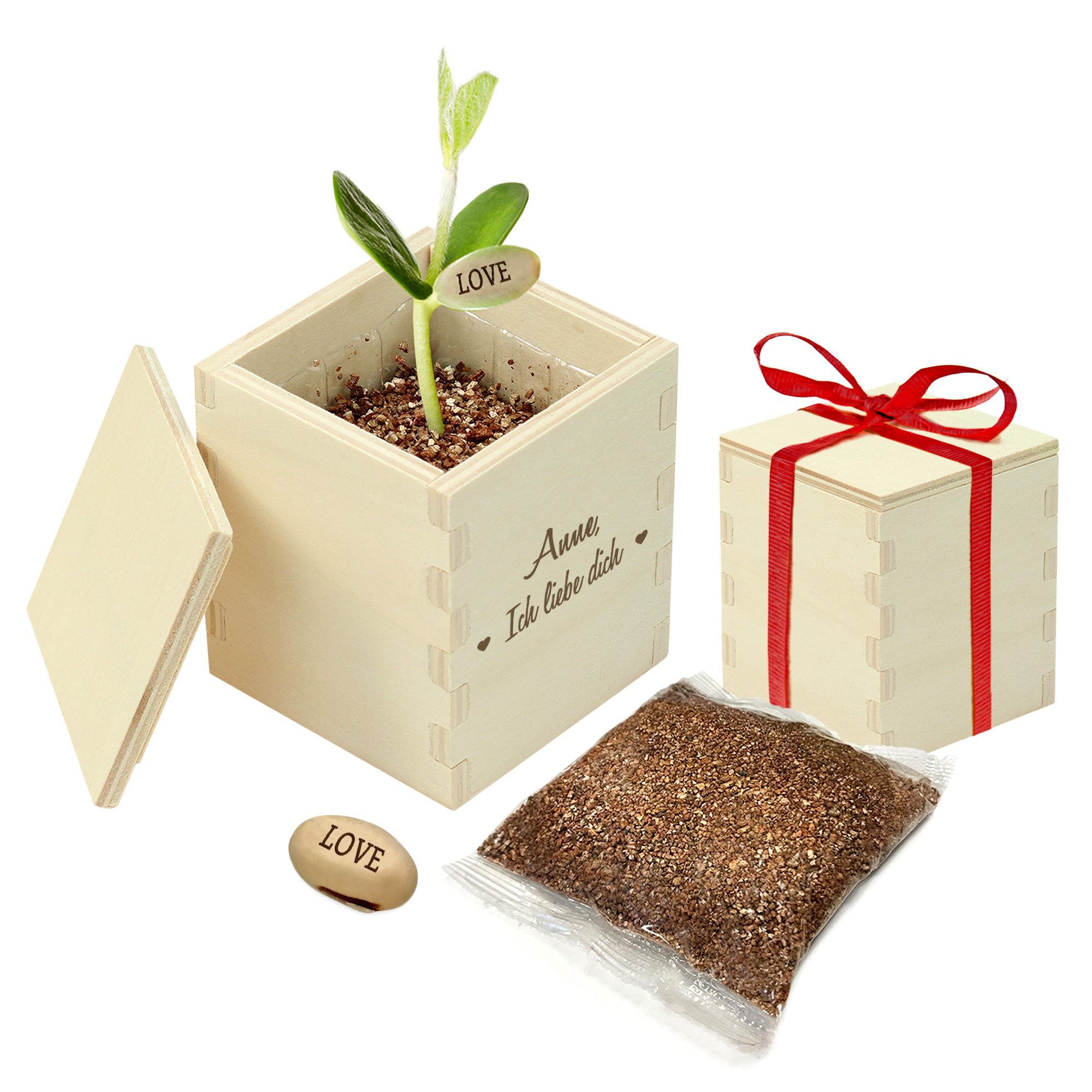 Zauberbohne - Ich liebe dich - gravierte Geschenkbox, Zauberbohne - Ich liebe dich, liebesbeweis geschenk, Geschenke für den Partner, zauberbohnen