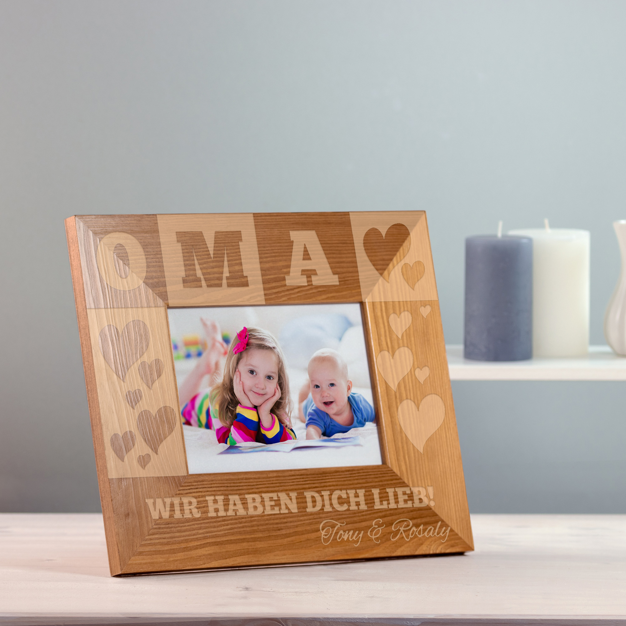 Bilderrahmen mit Gravur für Oma