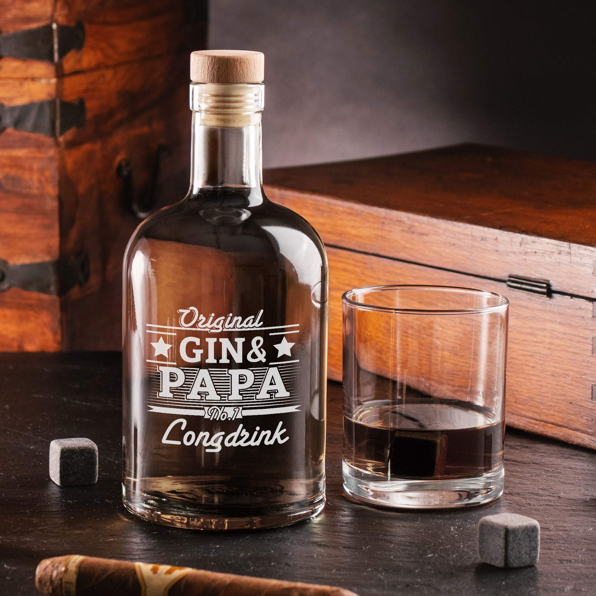 Gin Glaskaraffe für Väter - Gin & Papa 4