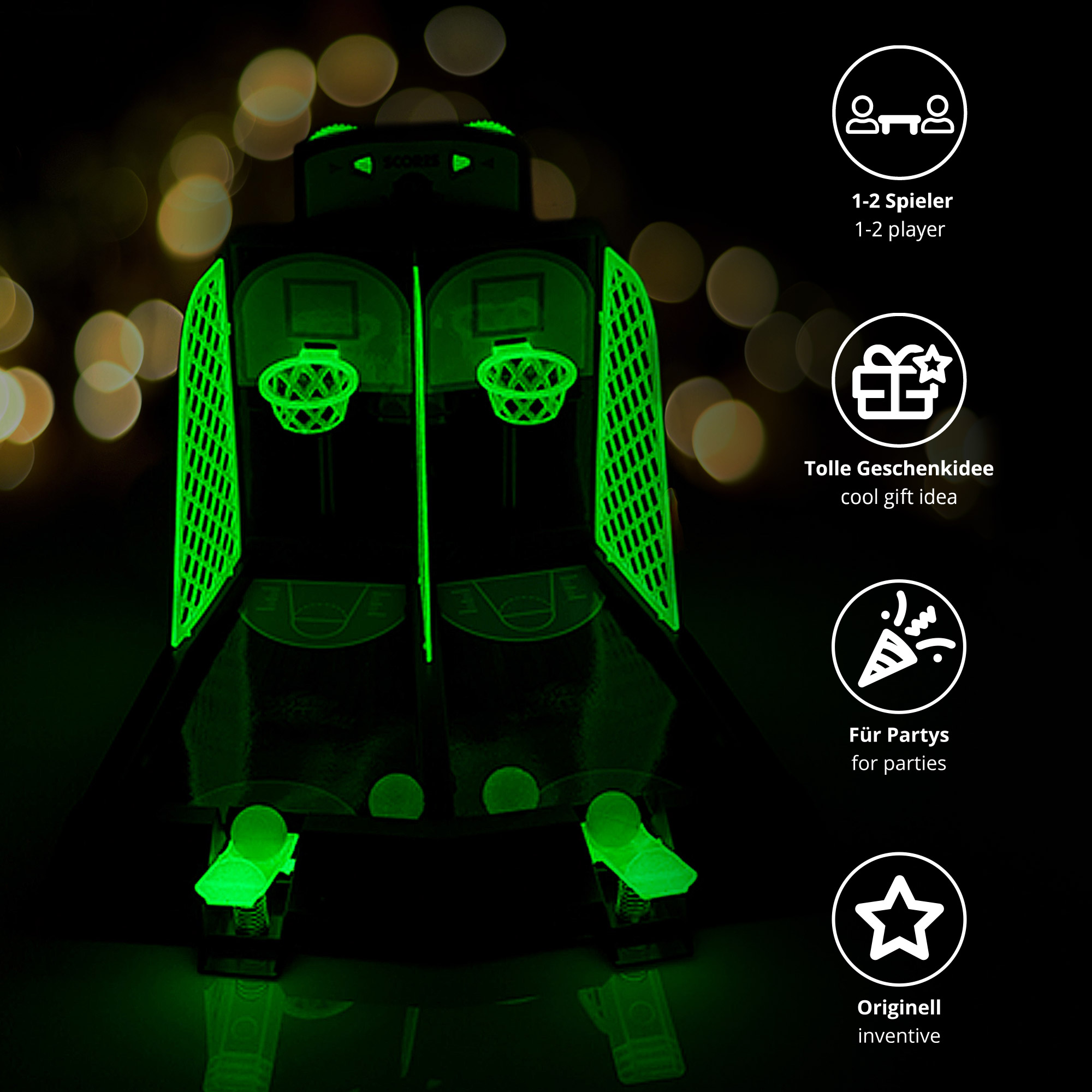 Basketball Shooting Partyspiel Set,Slam Dunk Basketball Set als Trinkspiel, Neon Basketball Tischspiel für Partys, Drinking Basketball Spiel für zwe
