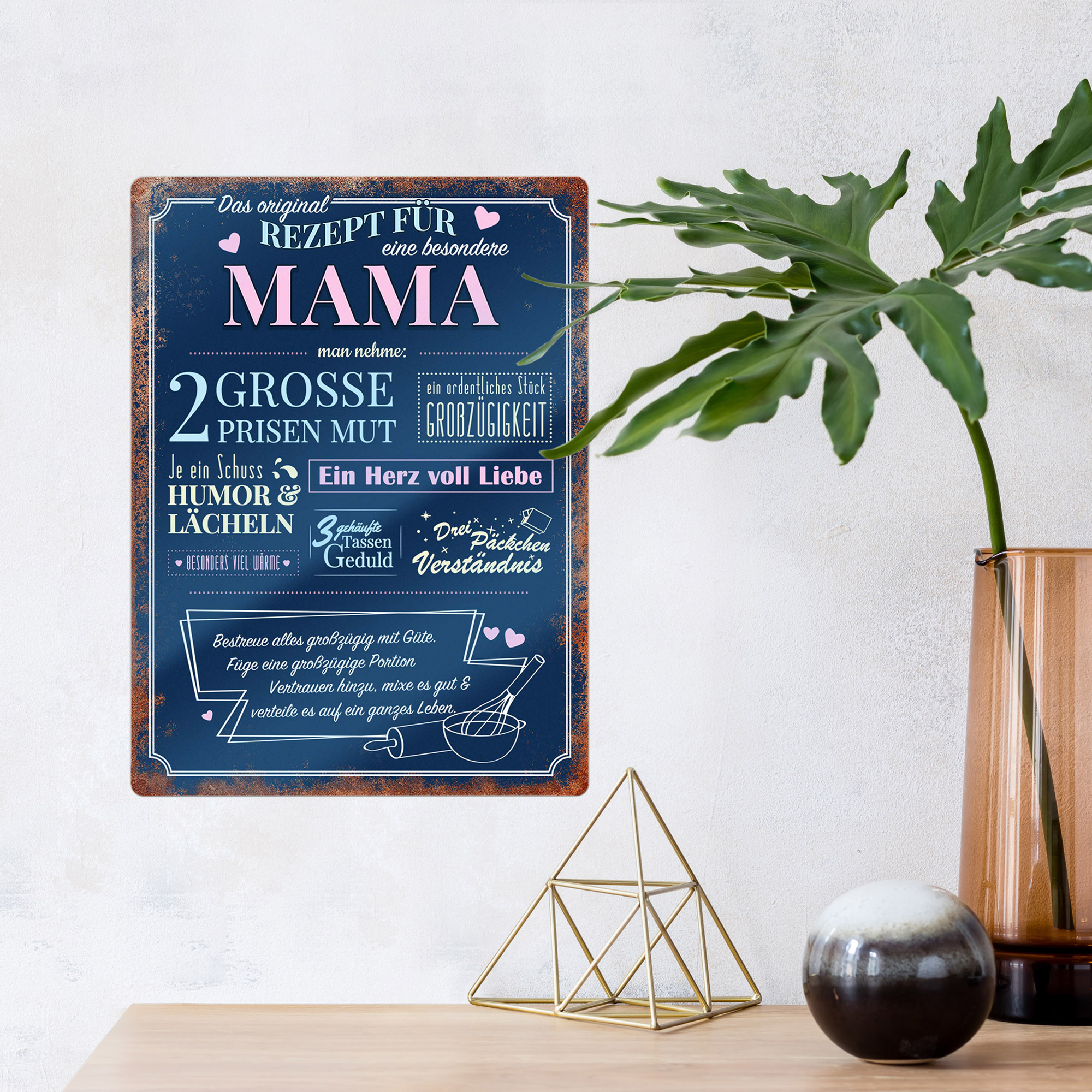 Wandschild mit Aufdruck - Rezept für die beste Mama