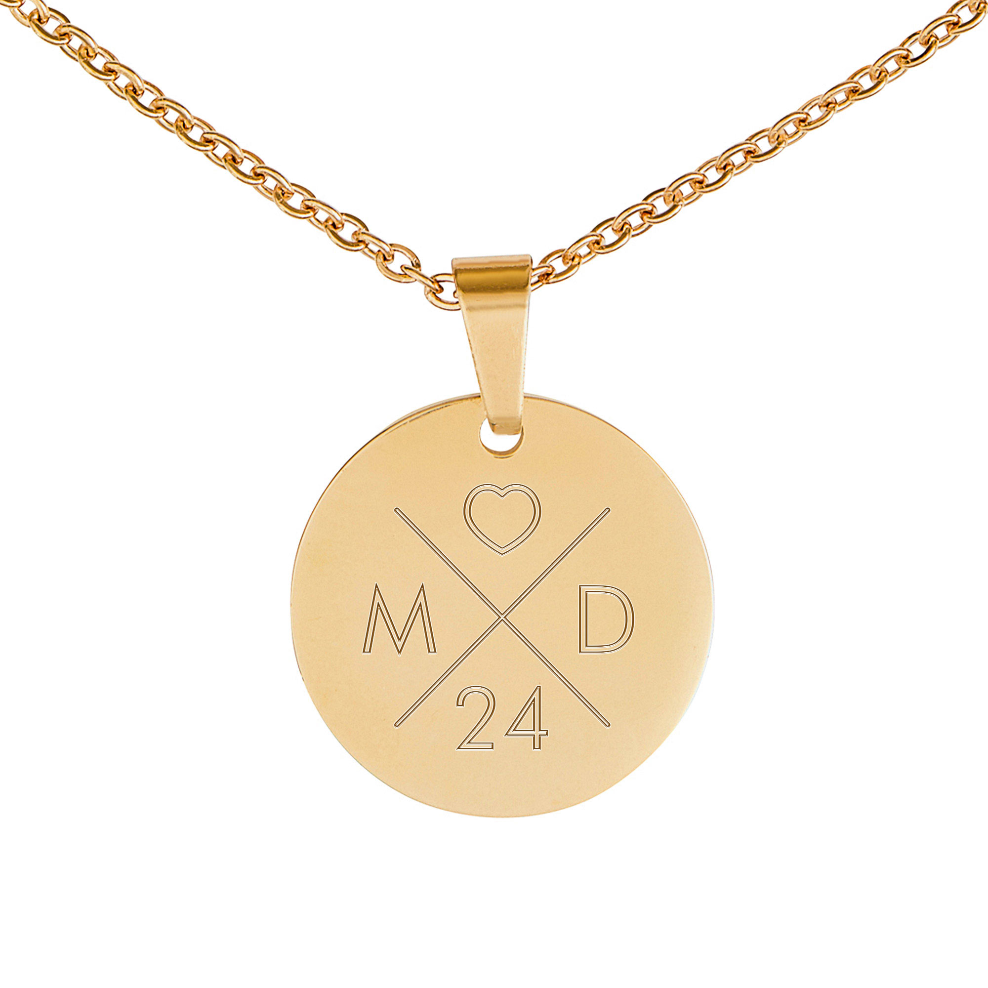 Kette mit Liebesinitialen Anhänger - Gold