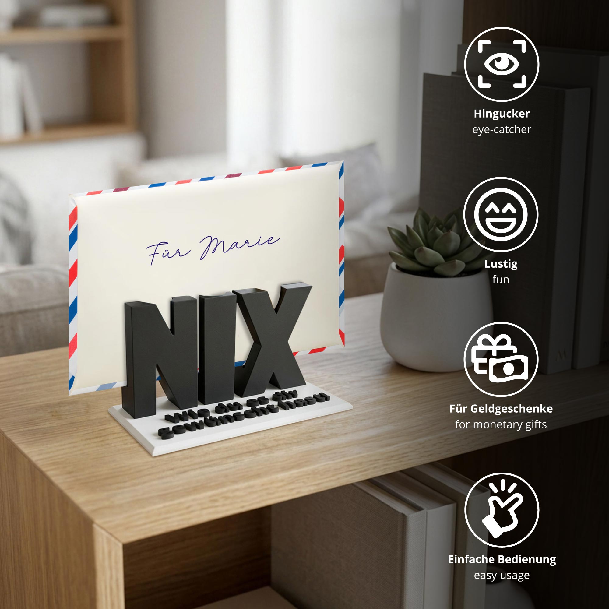 Nix Geschenk - Geschenkverpackung für Geld & Gutscheine in Schwarz