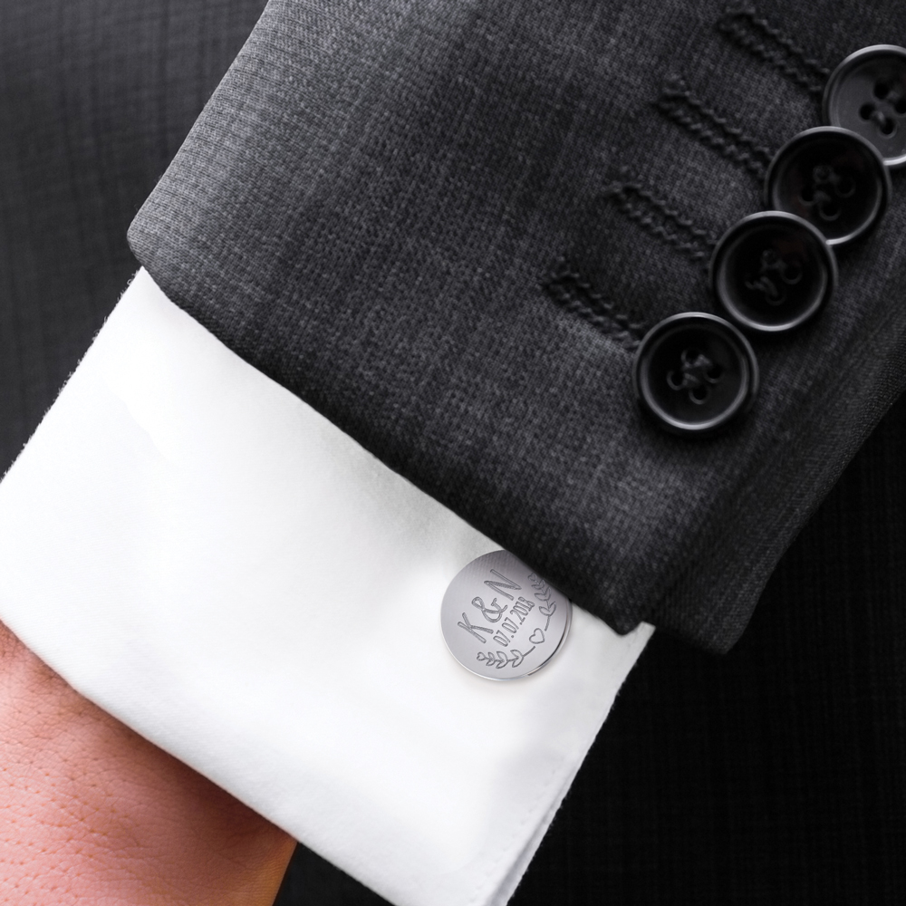 Manschettenknöpfe - Rund - Hochzeit - Personalisiert