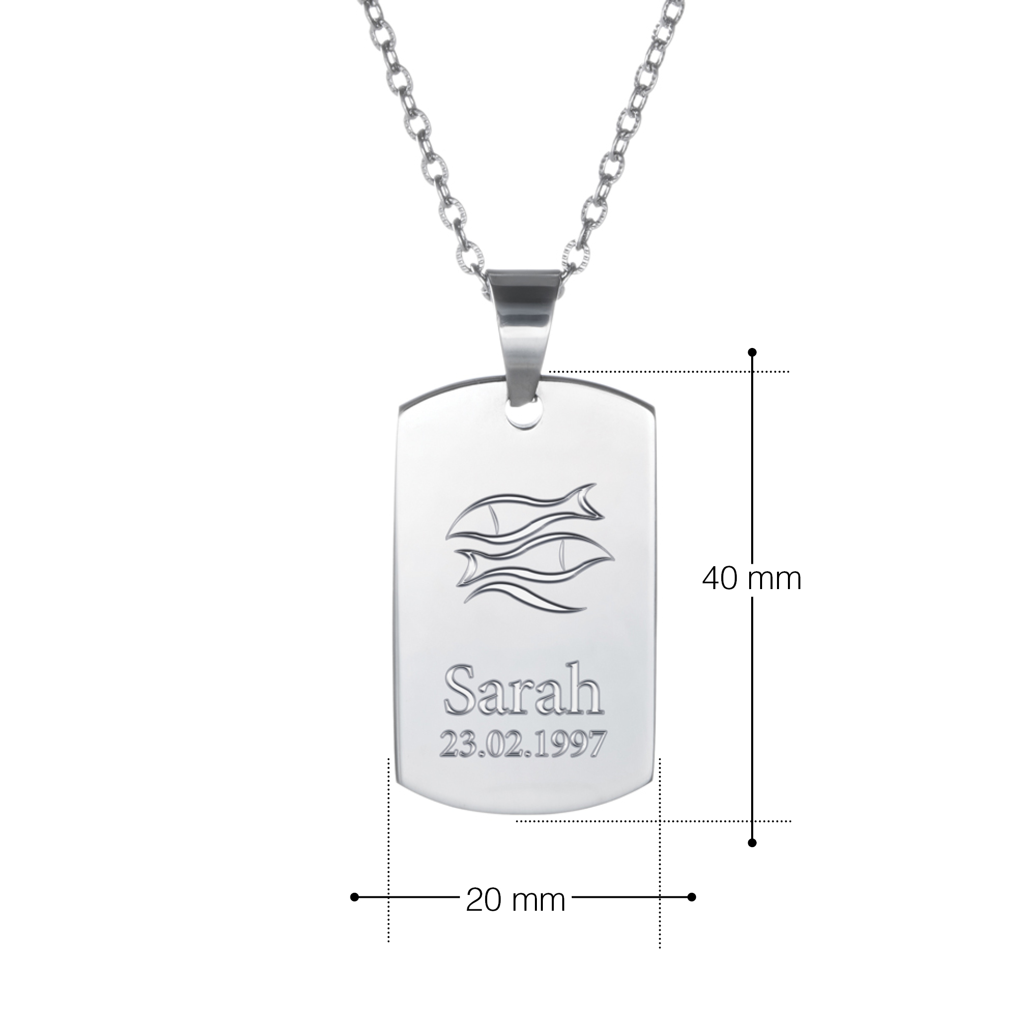 Dog Tag Kette mit Gravur - Sternzeichen - personalisiert