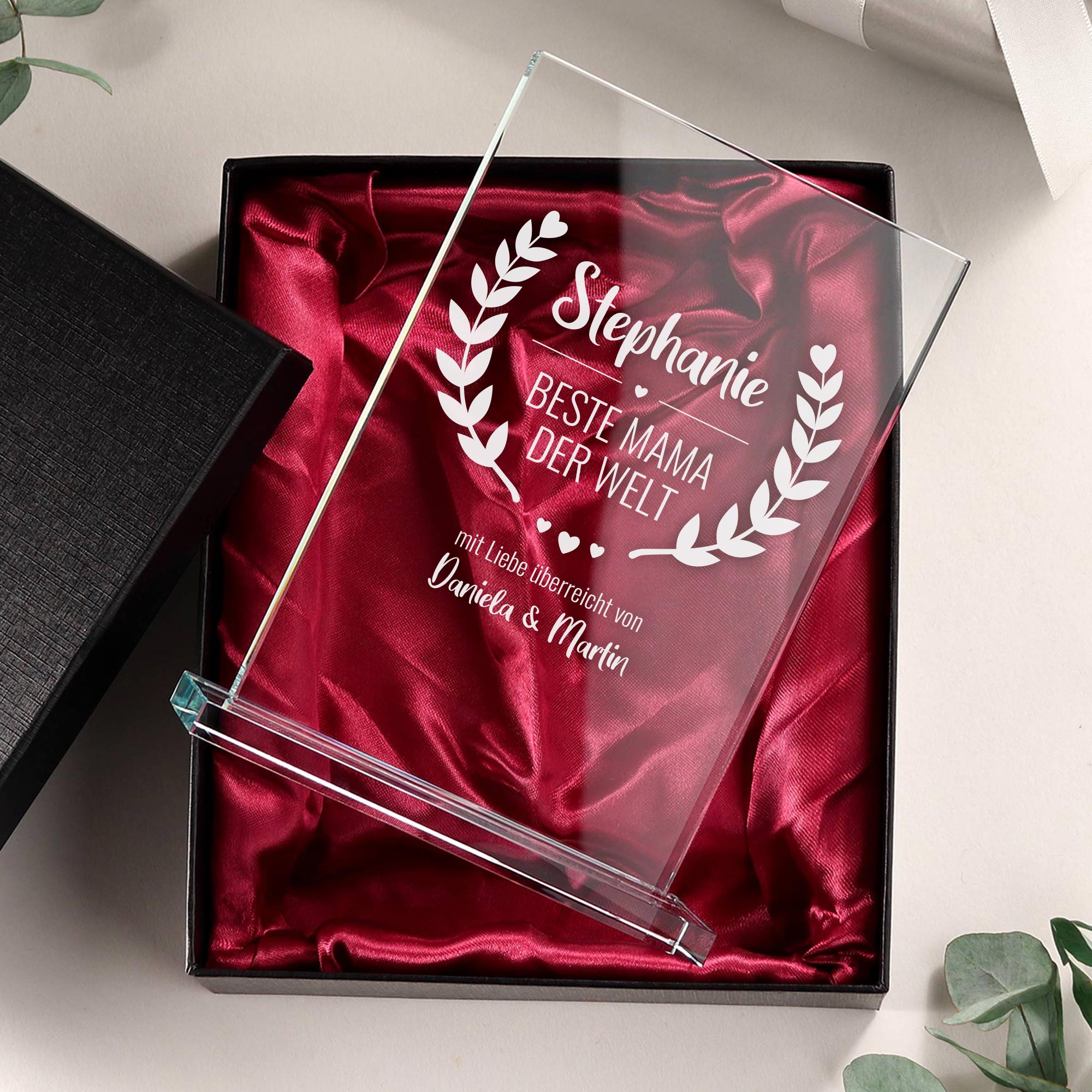 Gravierter Glaspokal Trophäe für Mütter - Beste Mama 1