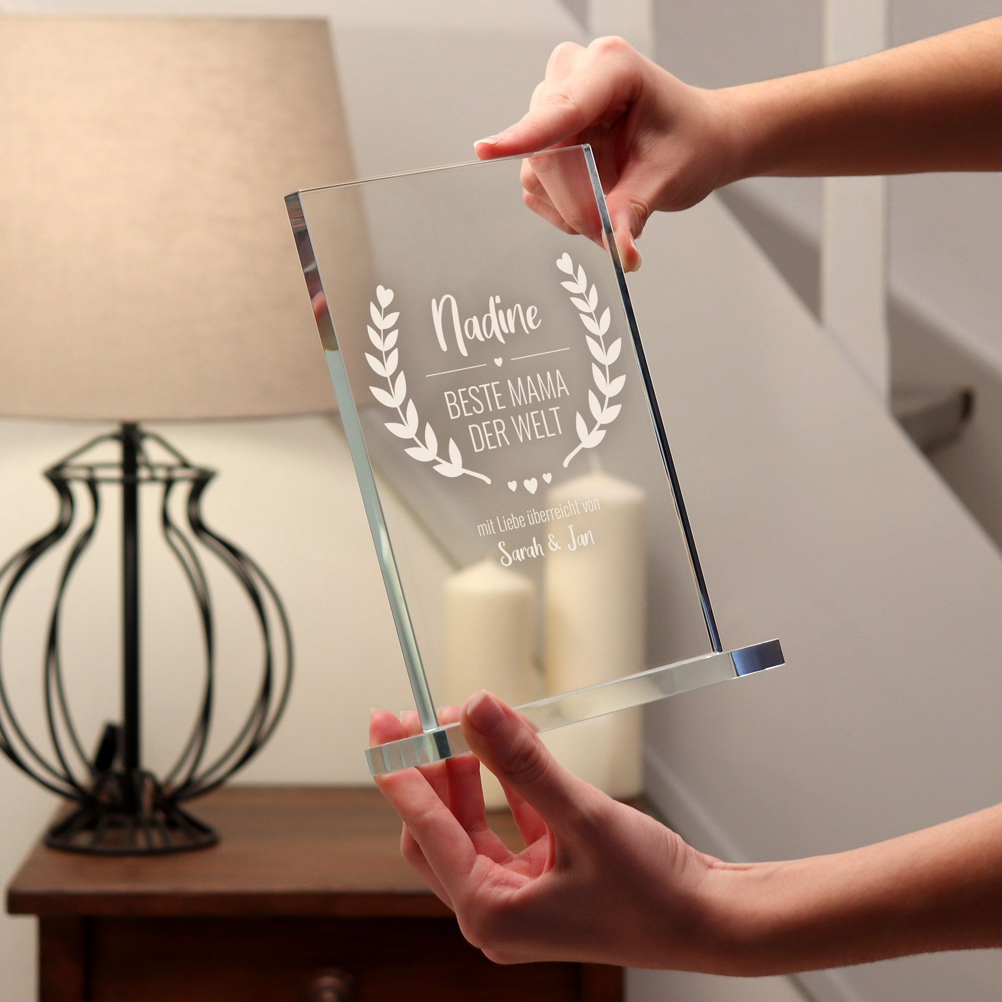 Gravierter Glaspokal Trophäe für Mütter - Beste Mama 3