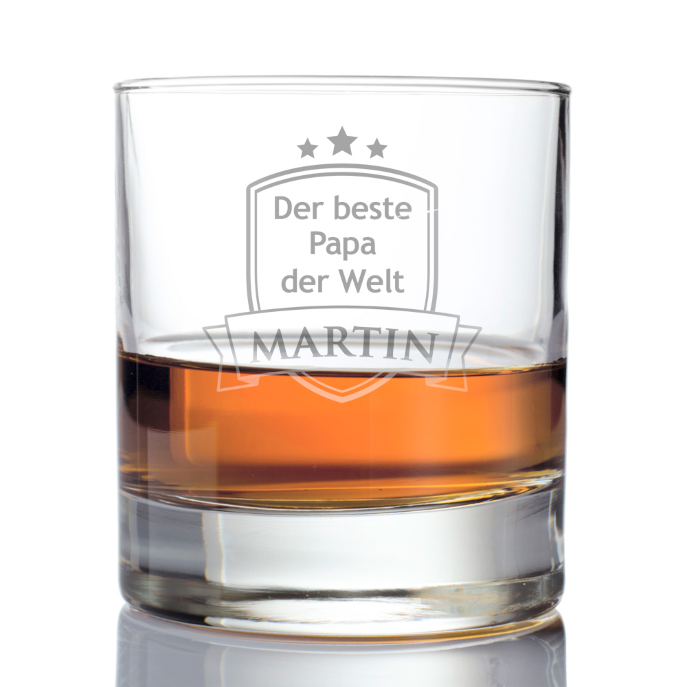 Whiskyglas mit Gravur für Papa - Wappen - personalisiert