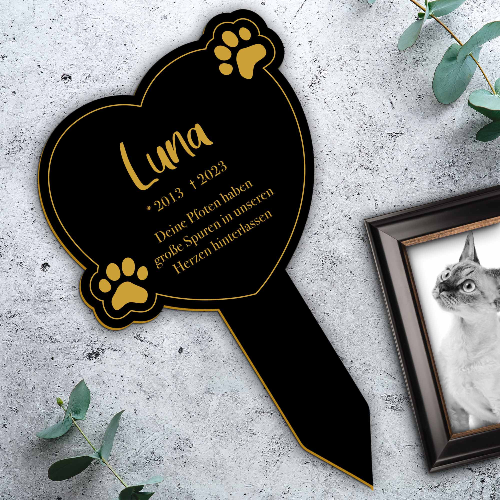 Gedenktafel für Katze - Schwarz