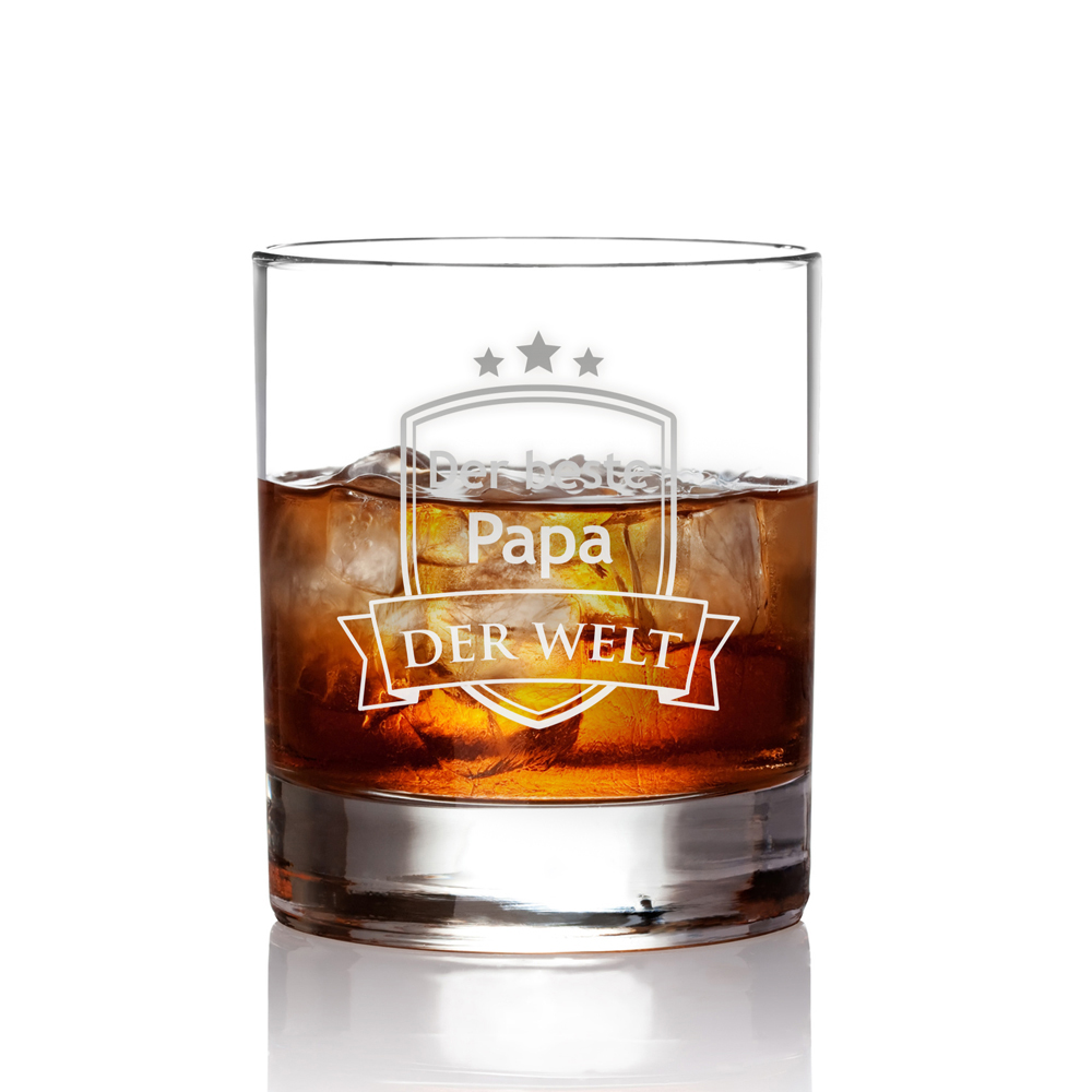 Whiskyglas mit Gravur für Papa - Wappen - personalisiert
