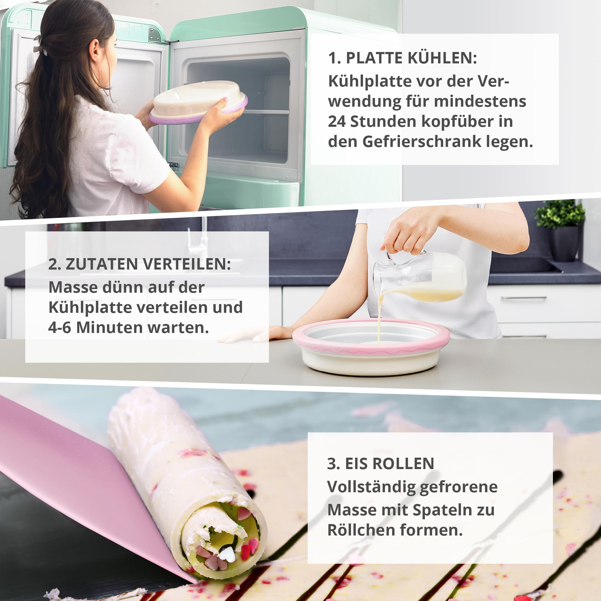 Roll Eis selber machen - Ice Rolls Maschine, Ice Rolls, Eiscreme selber machen, Geschenke für den Partner, Selbstgemachtes Eis