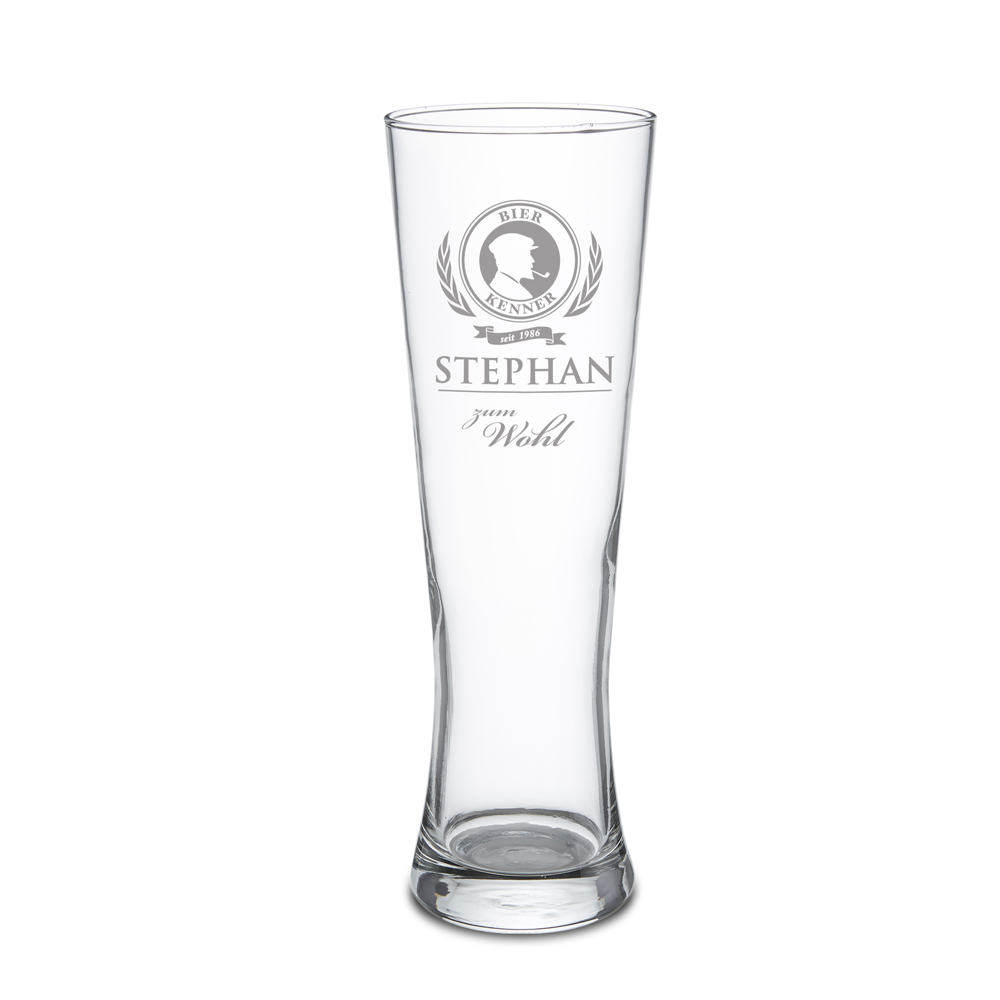 Weizenglas mit Gravur - Bierkenner - personalisiertes Weizenbierglas
