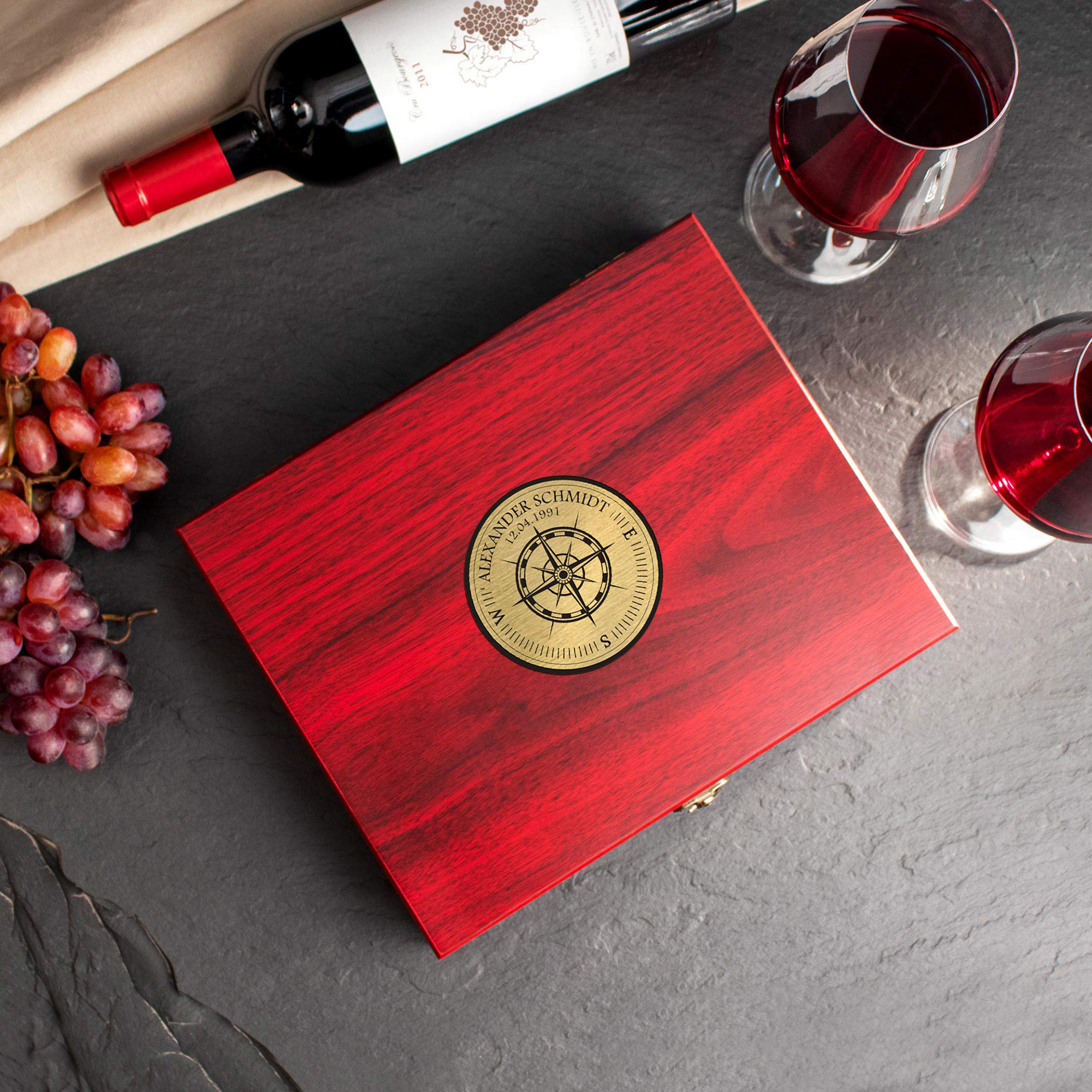 Weinsommelier Geschenkset mit Kompass Gravur - 10-teilig 3