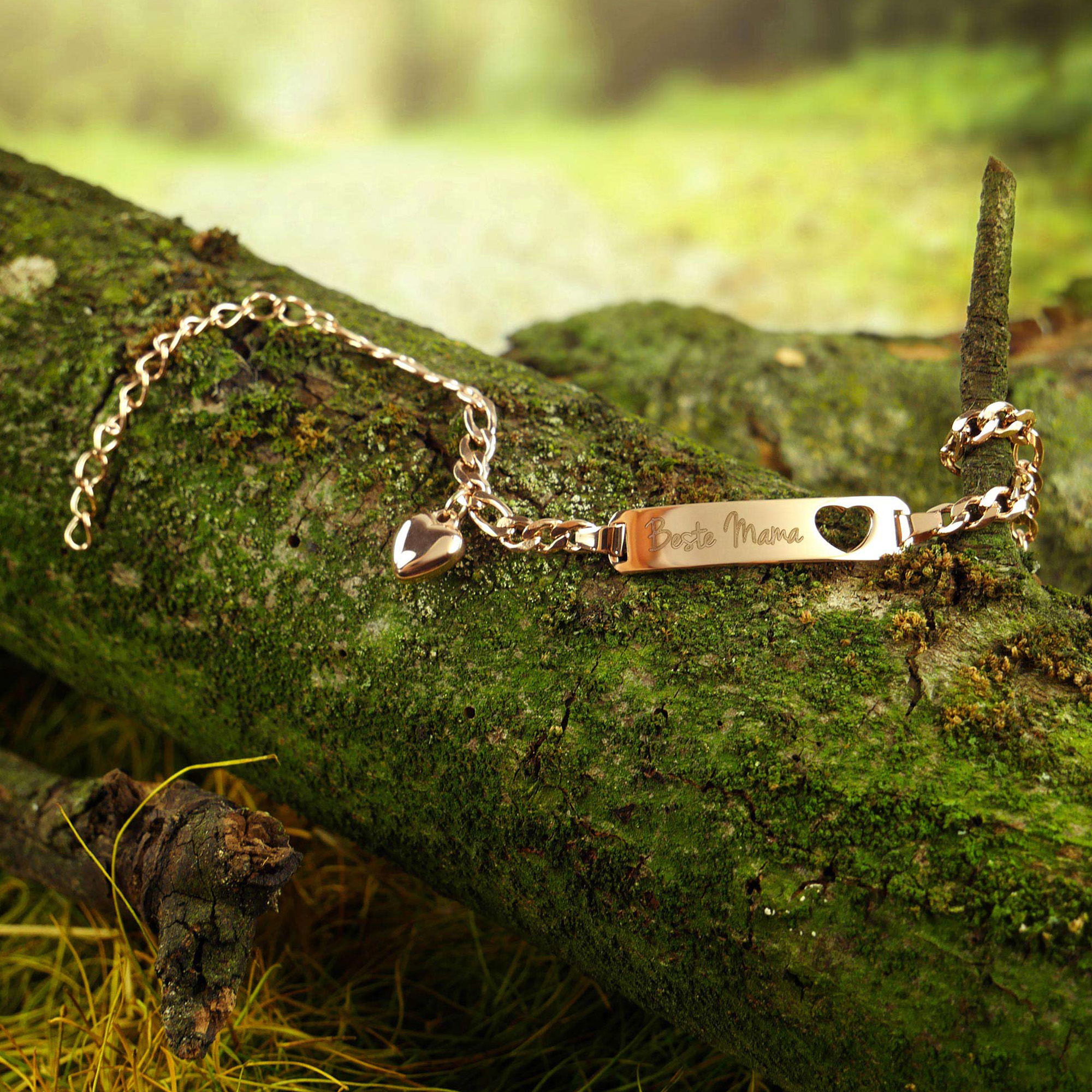 Graviertes Roségold Armband mit Herzstanze - Beste Mama 4