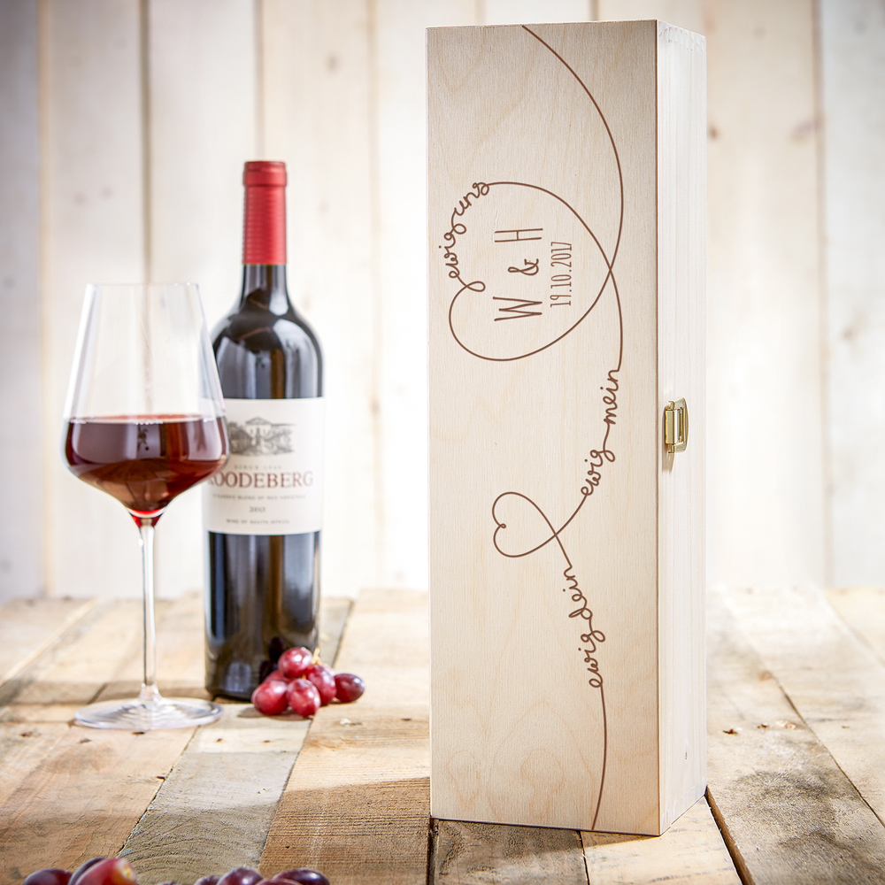 Weinkiste mit Gravur - Ewig uns - personalisiert